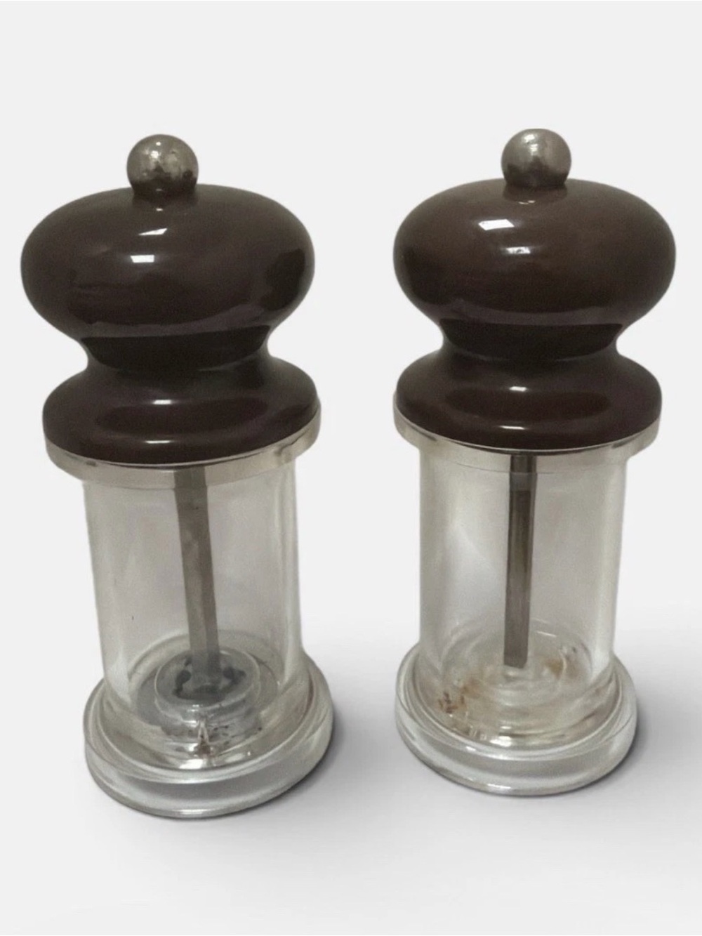 Elegant Brown Ceramic-Top Salt and Pepper Grinder Set